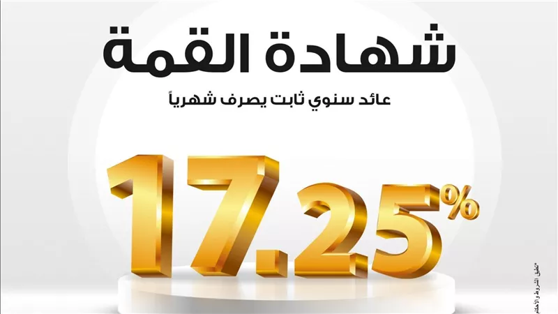 بنك مصر يُعلن تعديل العائد على شهادة “القمة” الثلاثية إلى 17.25% بدورية صرف شهرية