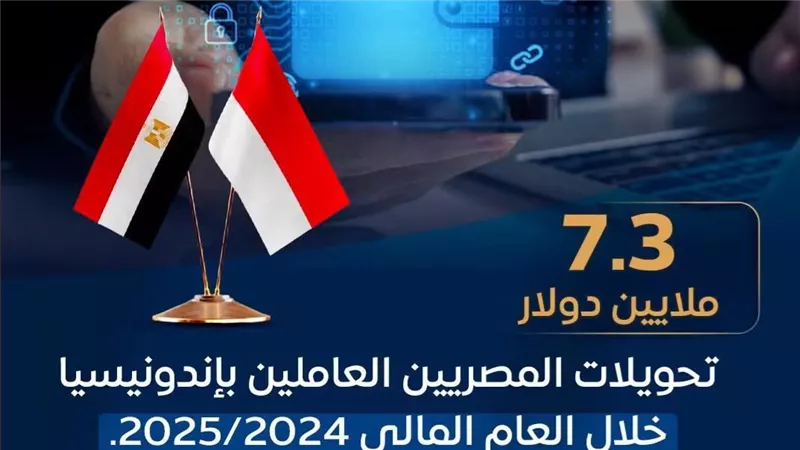 ارتفاع تحويلات المصريين العاملين بإندونيسيا إلى 7.3 ملايين دولار خلال 2024/2025